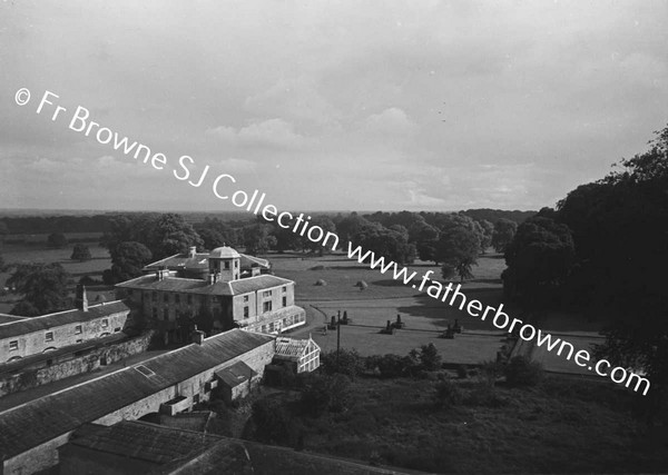 CORBALTON HALL  LOOKING DOWN FROM TOWER HOUSE AND GREAT COURTYARD WITH WALLED GARDEN